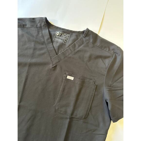 Figs Leon Three-Pocket Scrub Top BLACK Size XL - Picture 2 of 4